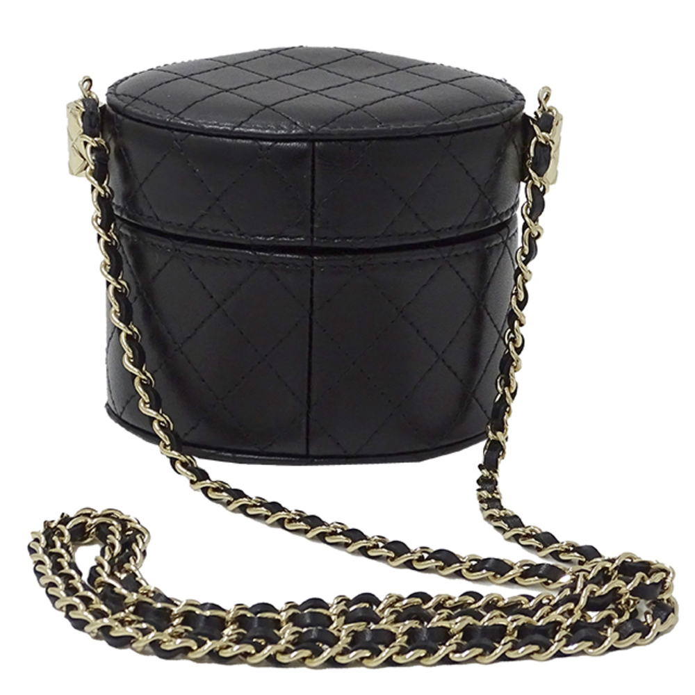 Chanel Black Small Bag Lambskin Chain Matelasse Shoulder Vanity
